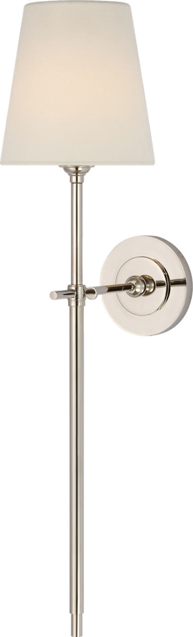 Bryant 27" Cordless Tail Sconce | Polished Nickel | Linen Shade