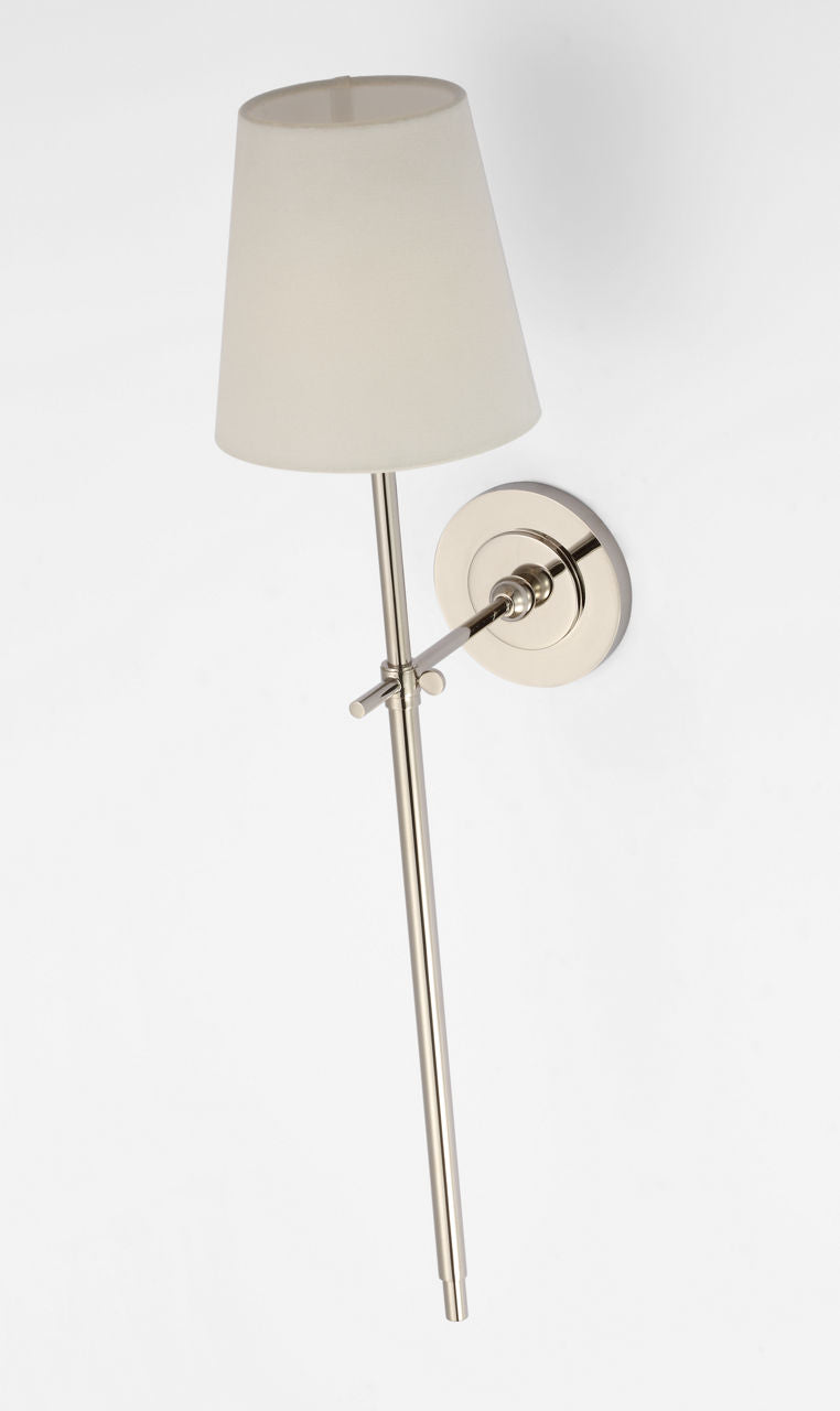 Bryant 27" Cordless Tail Sconce | Polished Nickel | Linen Shade
