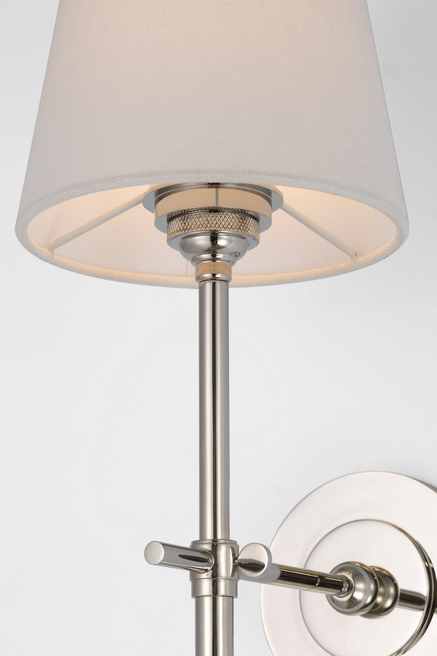 Bryant 27" Cordless Tail Sconce | Polished Nickel | Linen Shade
