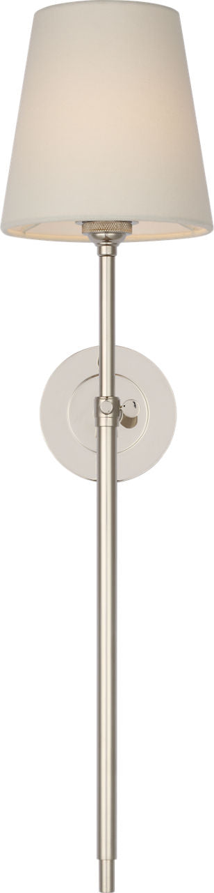 Bryant 27" Cordless Tail Sconce | Polished Nickel | Linen Shade
