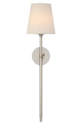 Bryant 27" Cordless Tail Sconce | Polished Nickel | Linen Shade
