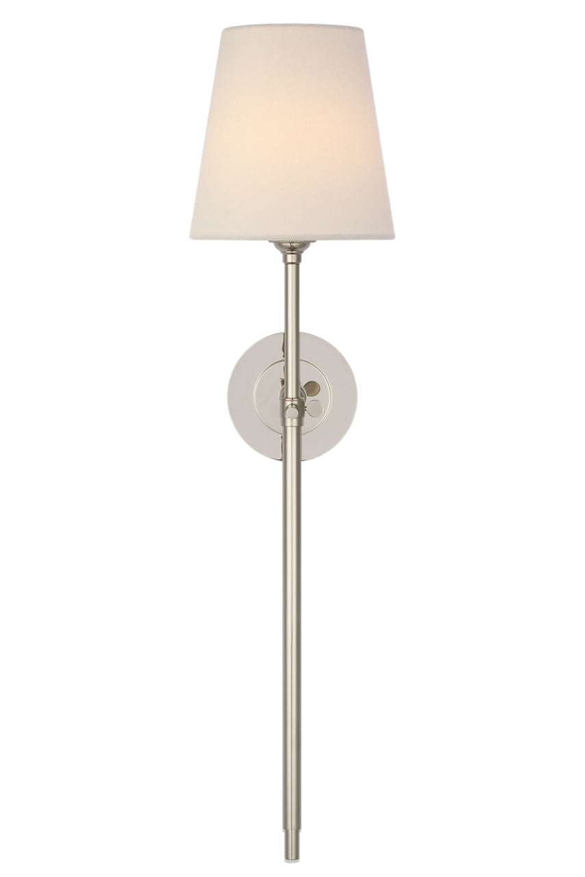 Bryant 27" Cordless Tail Sconce | Polished Nickel | Linen Shade