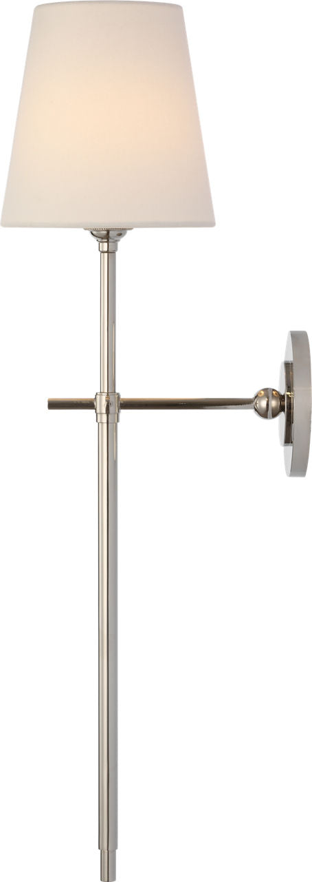 Bryant 27" Cordless Tail Sconce | Polished Nickel | Linen Shade