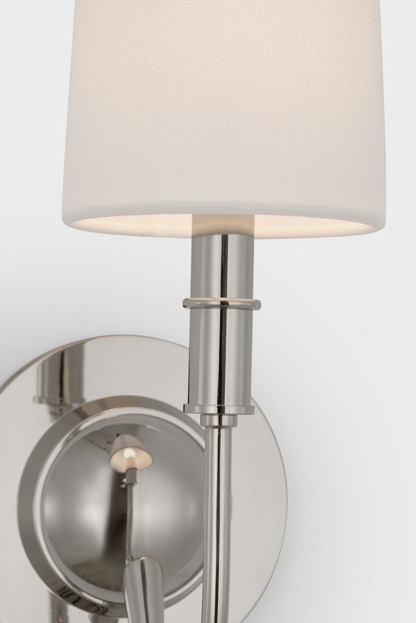 Elkins Sconce | Polished Nickel | Linen Shade