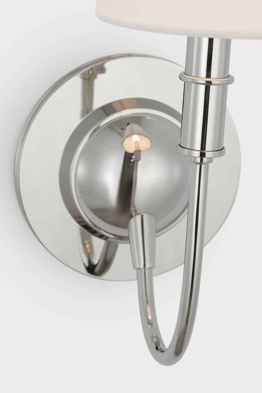 Elkins Sconce | Polished Nickel | Linen Shade