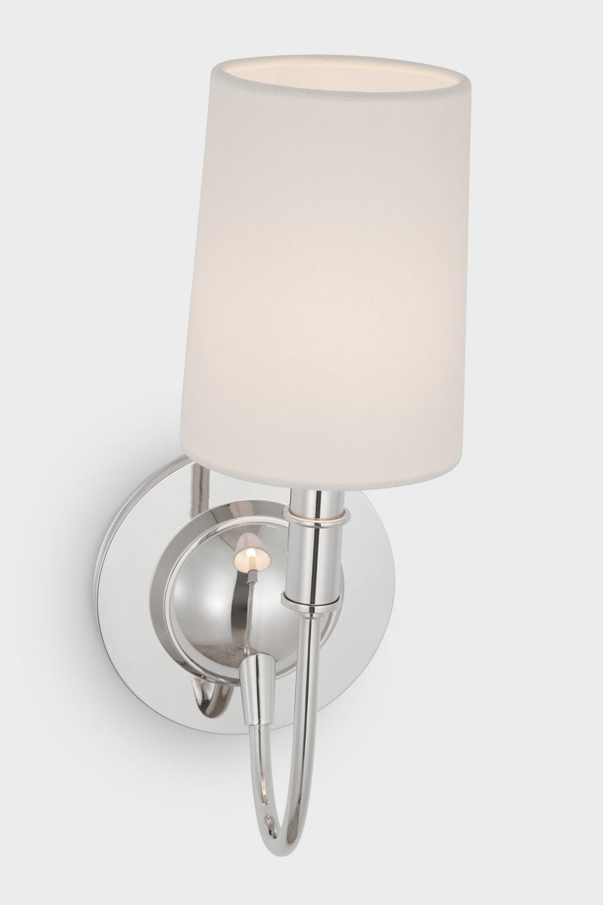 Elkins Sconce | Polished Nickel | Linen Shade