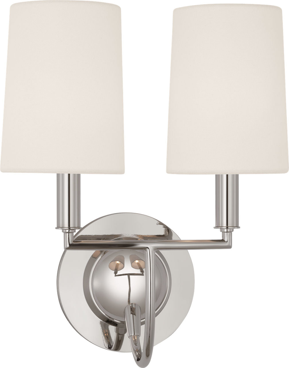 Elkins Double Sconce | Polished Nickel | Linen Shades