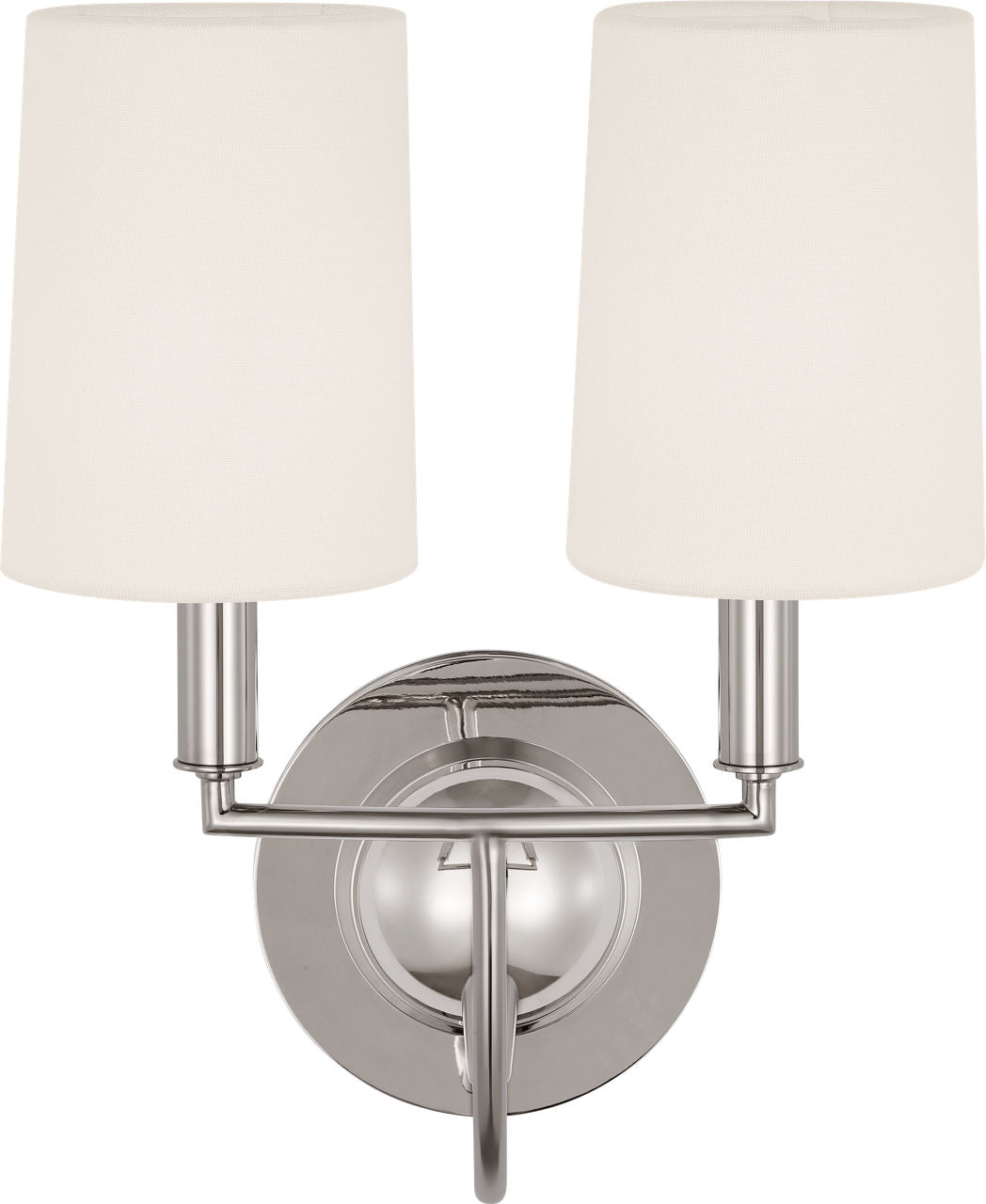 Elkins Double Sconce | Polished Nickel | Linen Shades