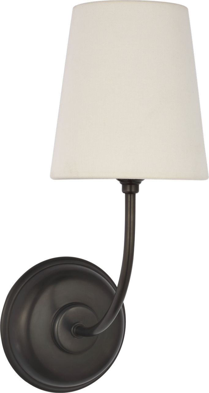 Vendome 16" Cordless Single Sconce | Bronze | Linen Shade