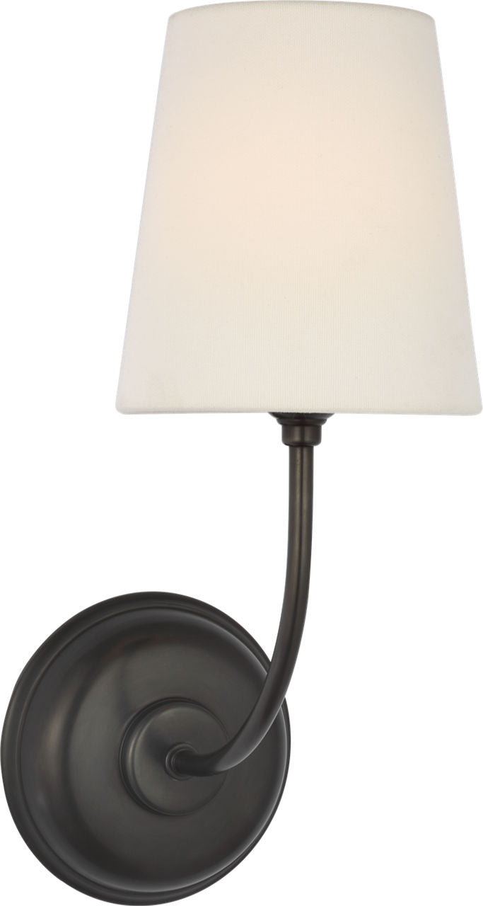 Vendome 16" Cordless Single Sconce | Bronze | Linen Shade