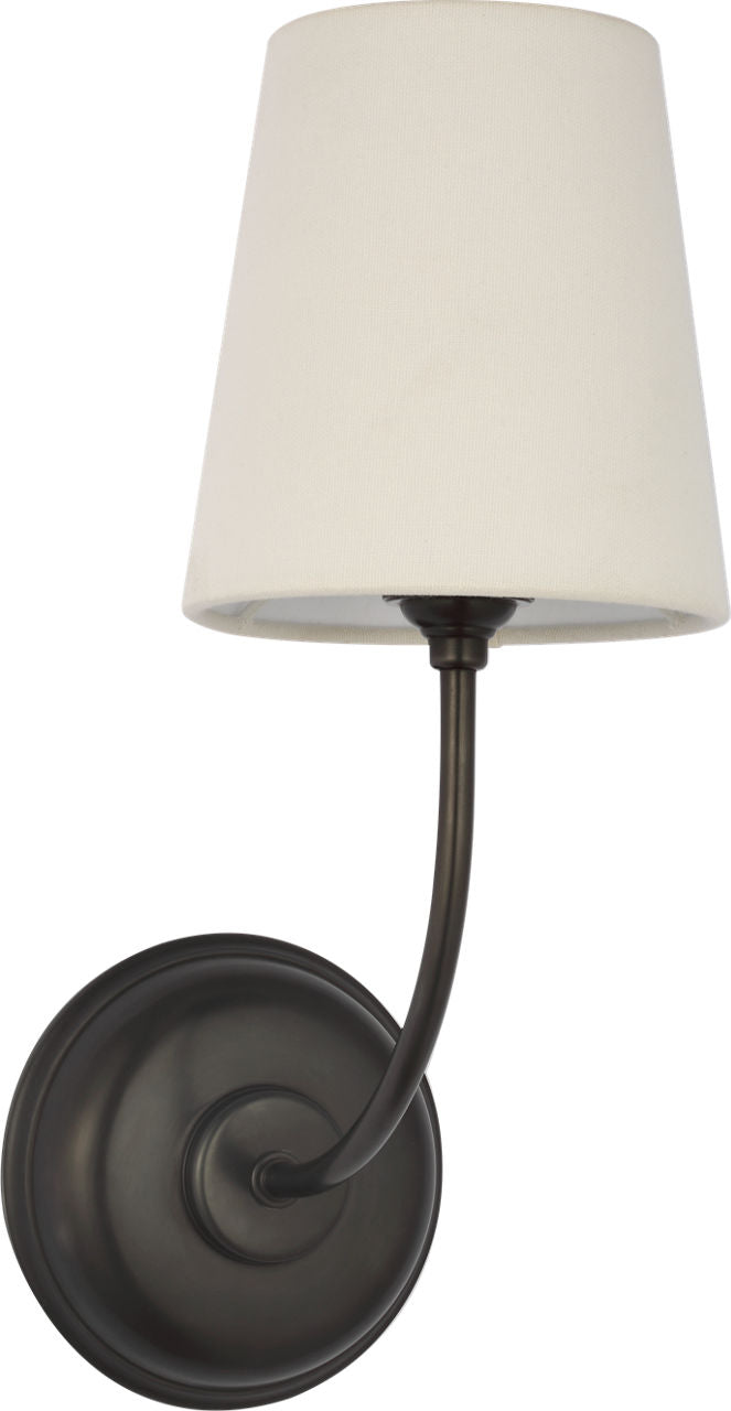 Vendome 16" Cordless Single Sconce | Bronze | Linen Shade