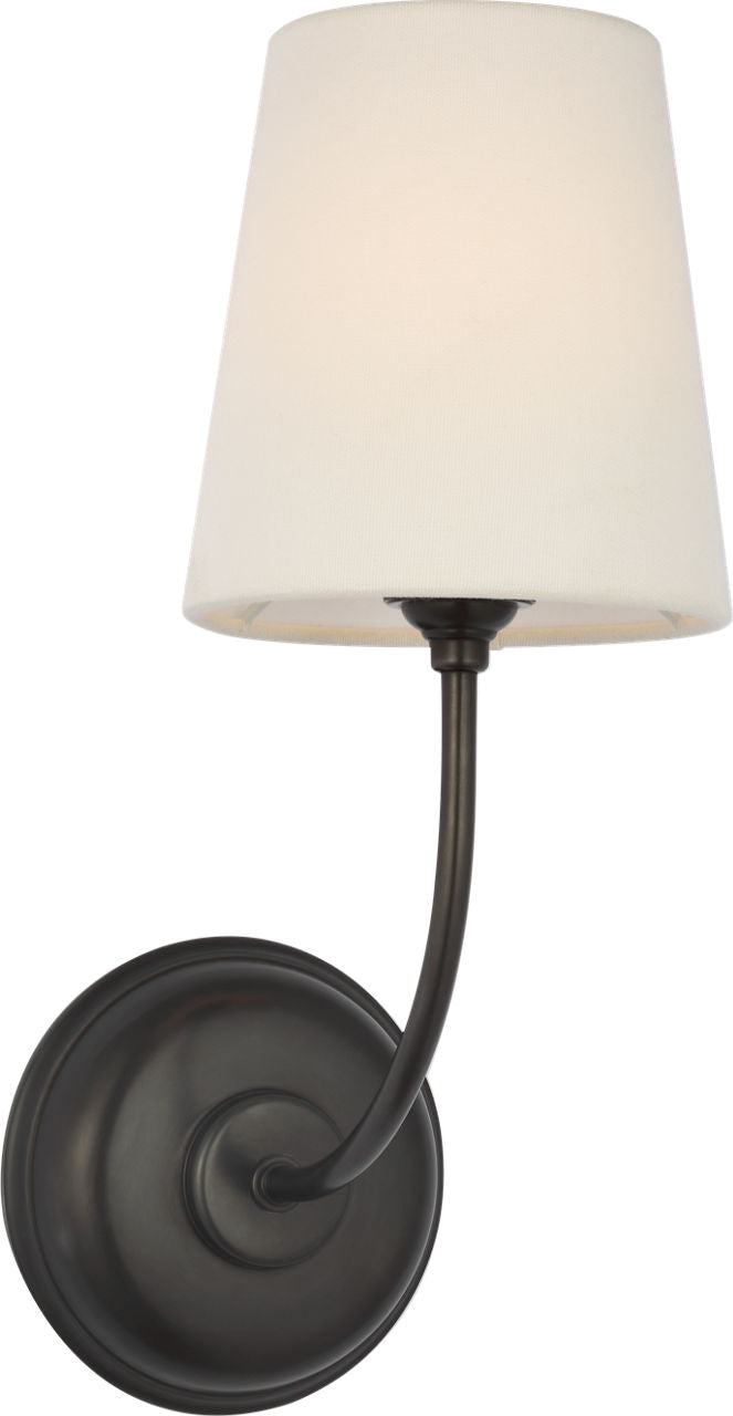 Vendome 16" Cordless Single Sconce | Bronze | Linen Shade