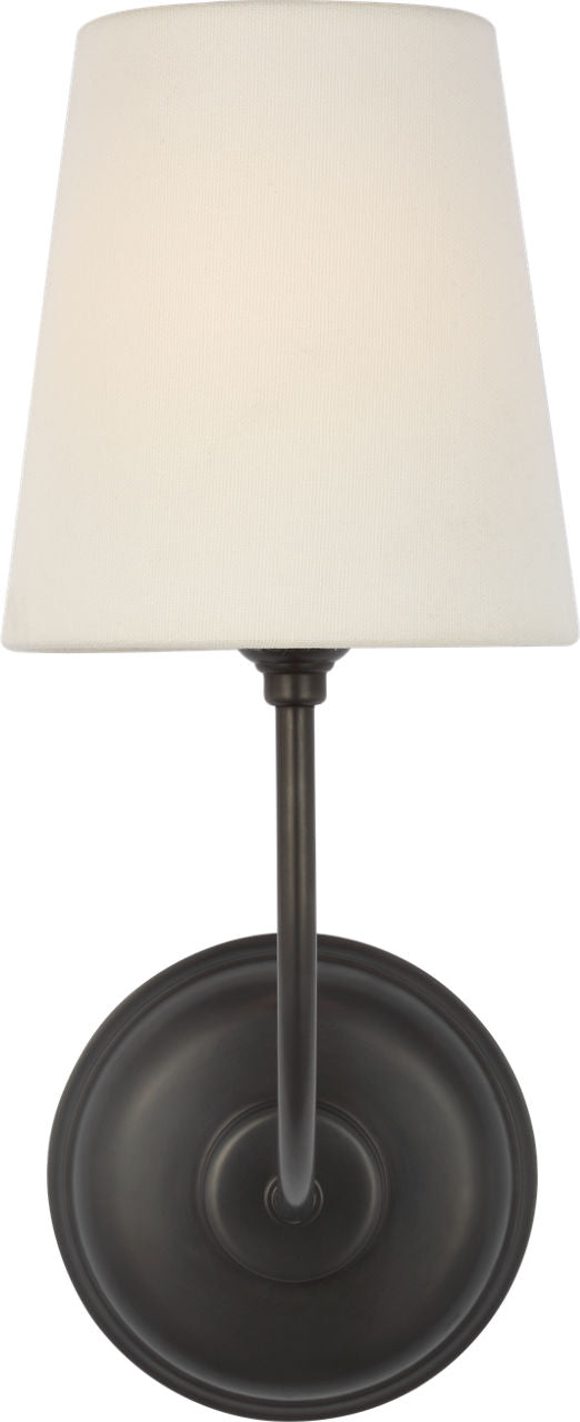 Vendome 16" Cordless Single Sconce | Bronze | Linen Shade