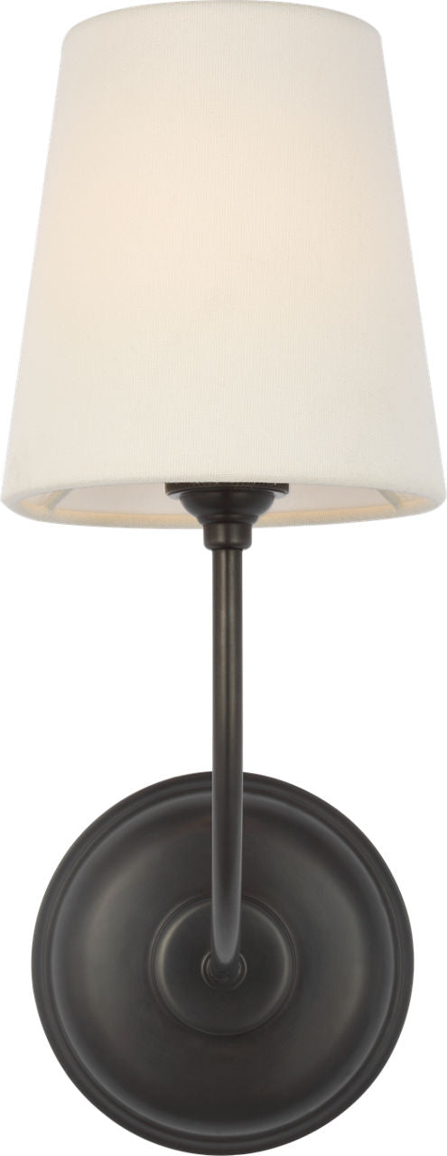 Vendome 16" Cordless Single Sconce | Bronze | Linen Shade