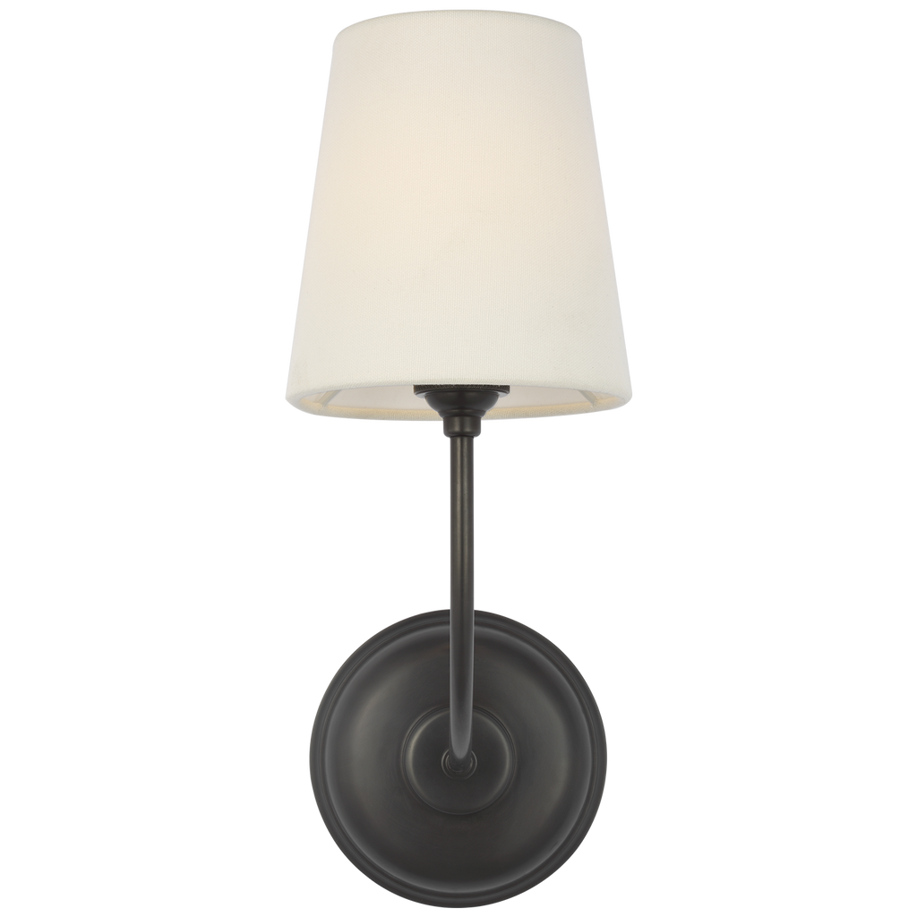 Vendome 16" Cordless Single Sconce | Bronze | Linen Shade