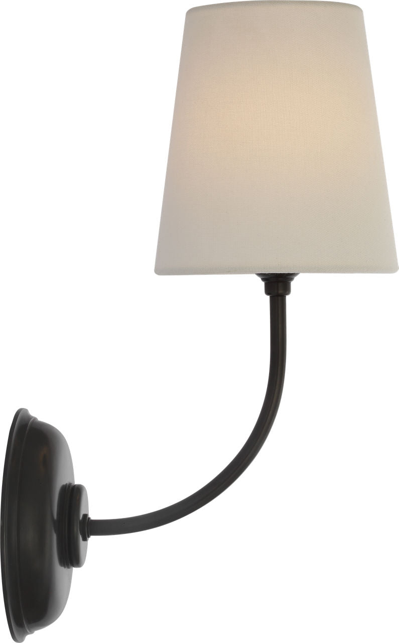 Vendome 16" Cordless Single Sconce | Bronze | Linen Shade