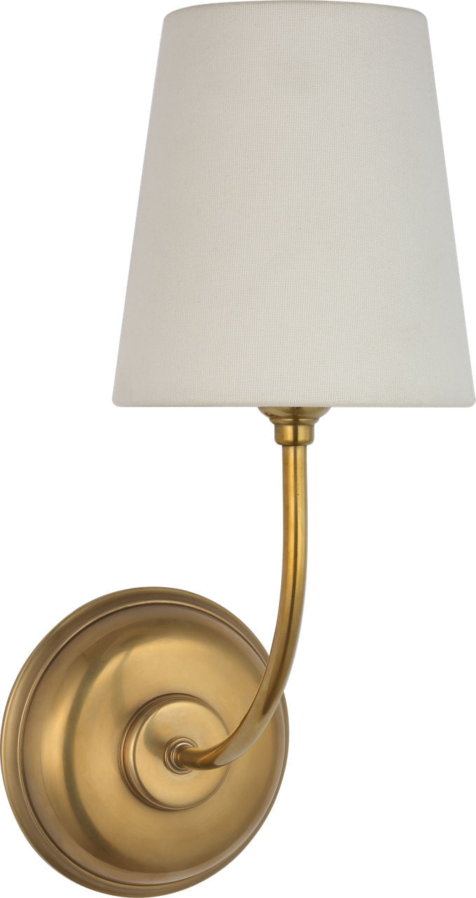 Vendome 16" Cordless Single Sconce | Hand-Rubbed Antique Brass | Linen Shade