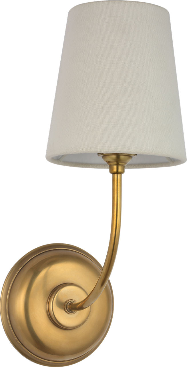 Vendome 16" Cordless Single Sconce | Hand-Rubbed Antique Brass | Linen Shade