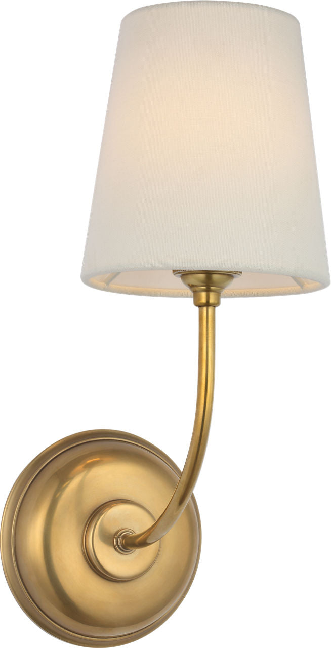 Vendome 16" Cordless Single Sconce | Hand-Rubbed Antique Brass | Linen Shade