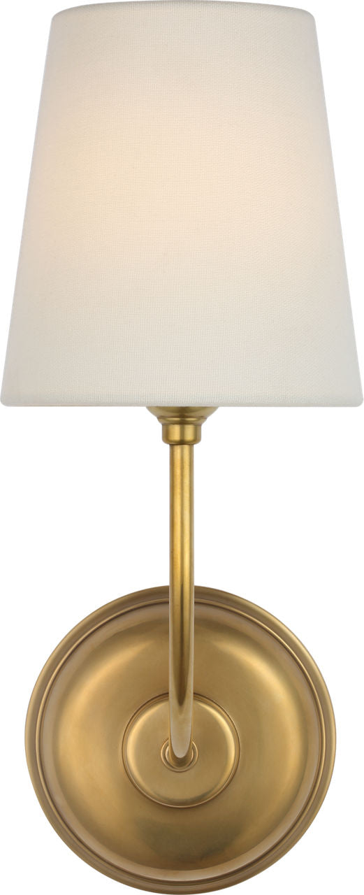 Vendome 16" Cordless Single Sconce | Hand-Rubbed Antique Brass | Linen Shade