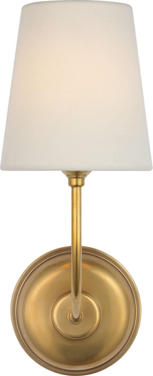 Vendome 16" Cordless Single Sconce | Hand-Rubbed Antique Brass | Linen Shade