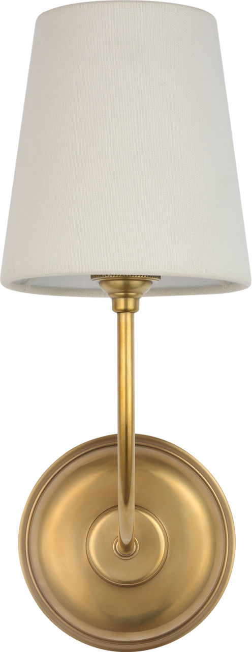 Vendome 16" Cordless Single Sconce | Hand-Rubbed Antique Brass | Linen Shade