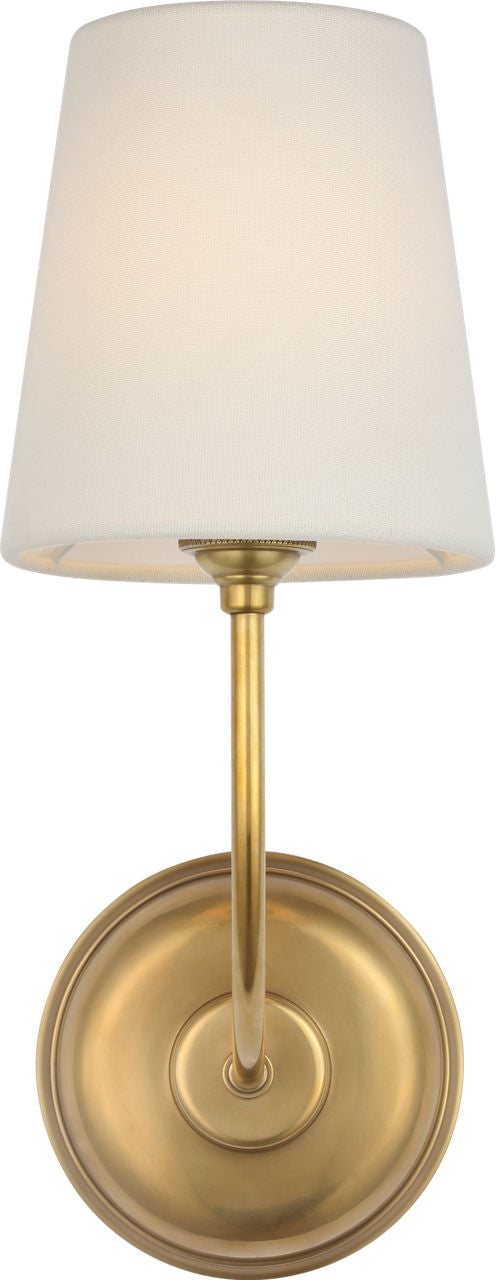Vendome 16" Cordless Single Sconce | Hand-Rubbed Antique Brass | Linen Shade