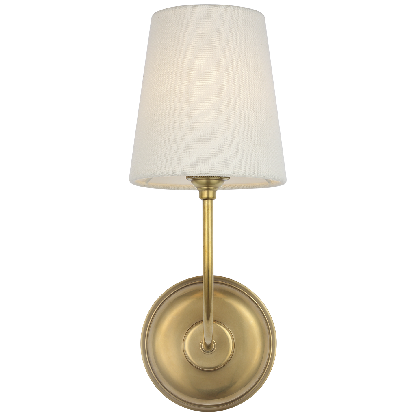 Vendome 16" Cordless Single Sconce | Hand-Rubbed Antique Brass | Linen Shade