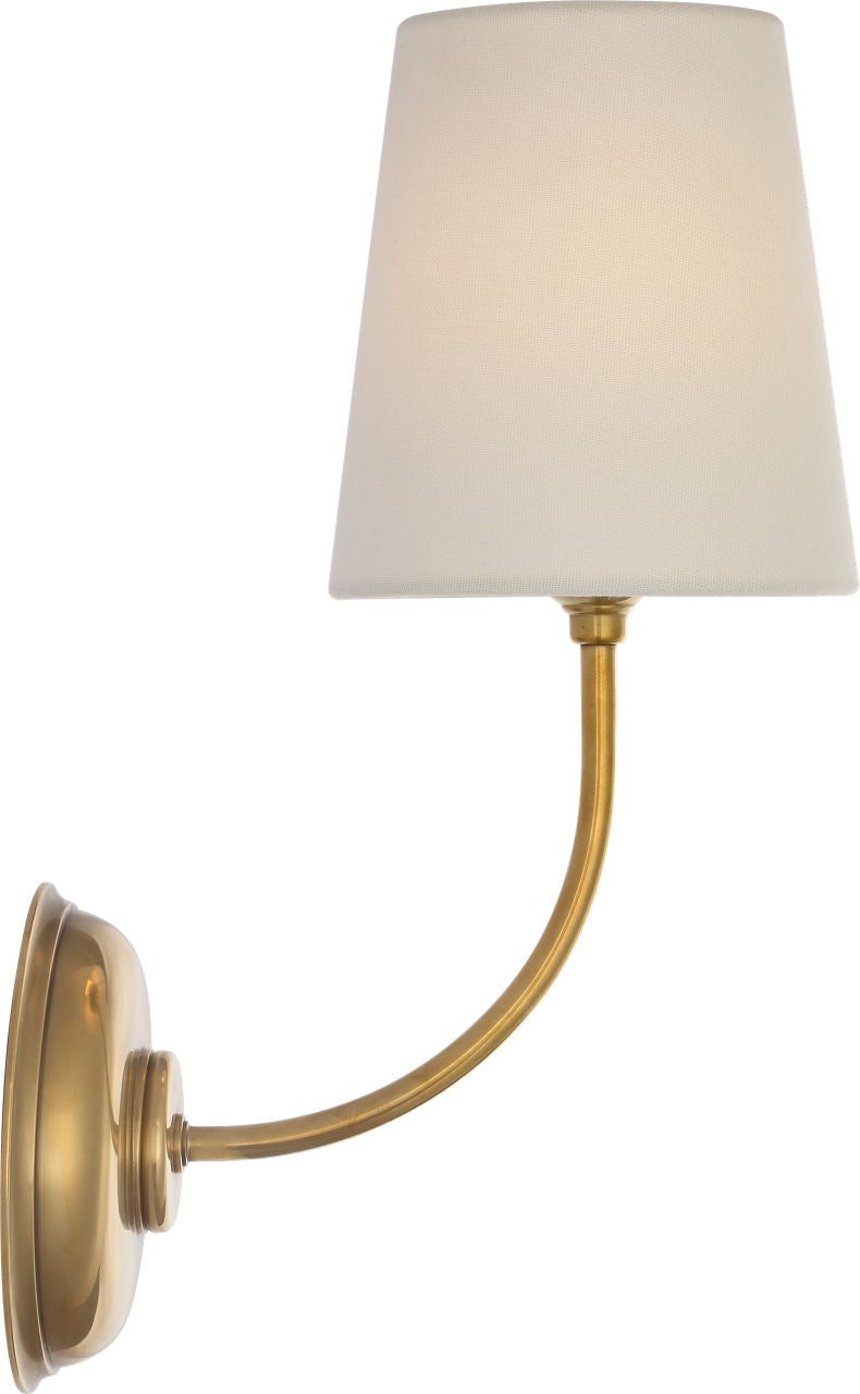Vendome 16" Cordless Single Sconce | Hand-Rubbed Antique Brass | Linen Shade