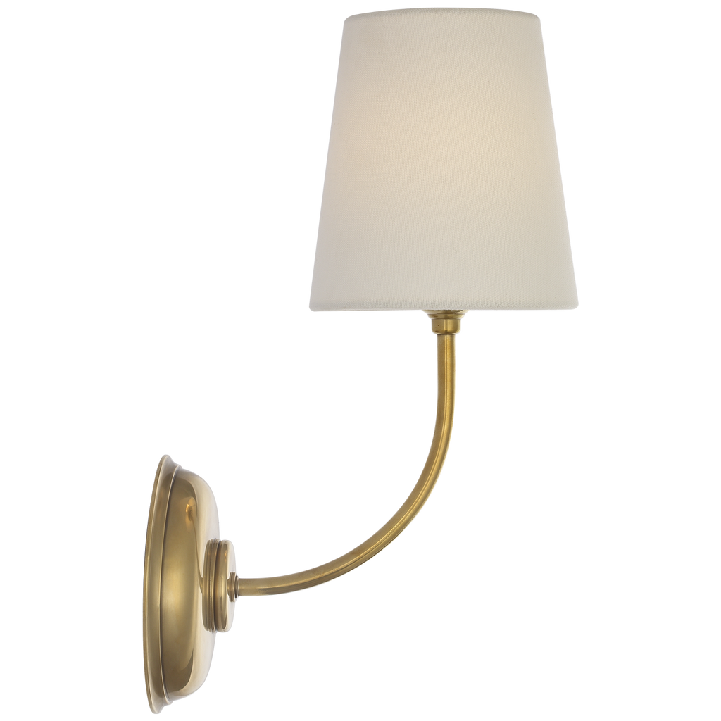 Vendome 16" Cordless Single Sconce | Hand-Rubbed Antique Brass | Linen Shade