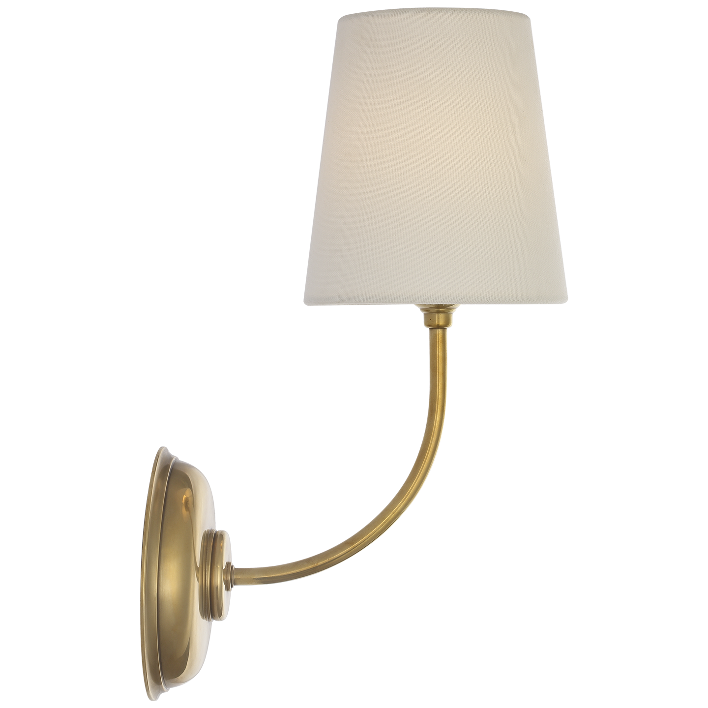 Vendome 16" Cordless Single Sconce | Hand-Rubbed Antique Brass | Linen Shade