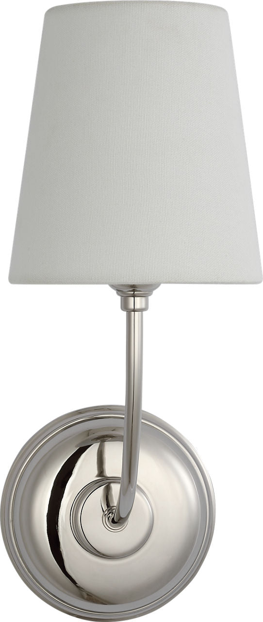 Vendome 16" Cordless Single Sconce | Polished Nickel | Linen Shade