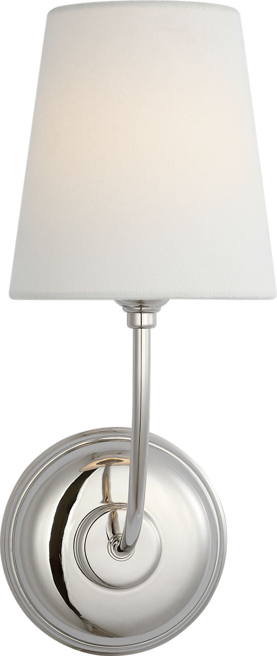Vendome 16" Cordless Single Sconce | Polished Nickel | Linen Shade