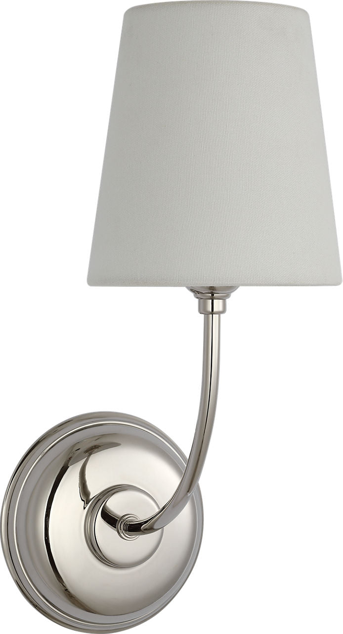 Vendome 16" Cordless Single Sconce | Polished Nickel | Linen Shade