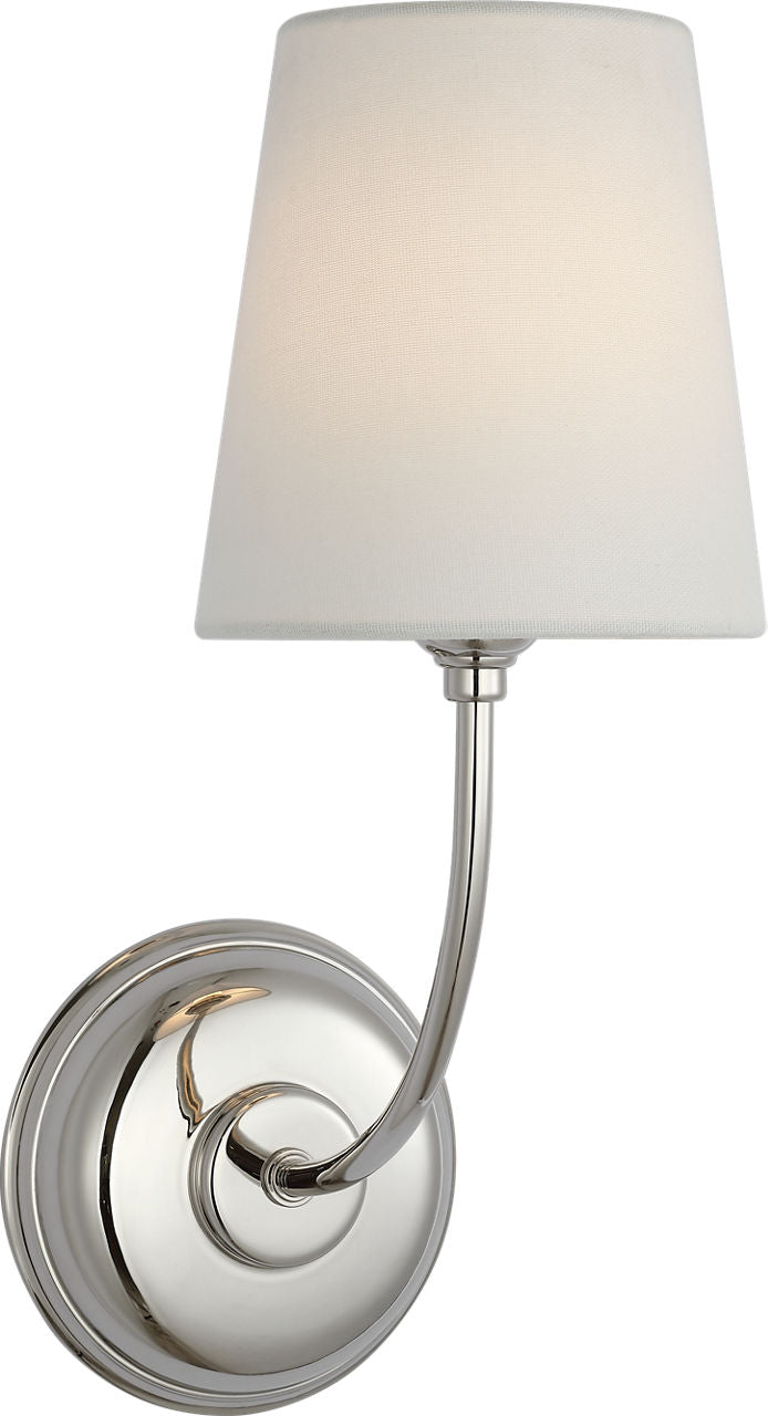 Vendome 16" Cordless Single Sconce | Polished Nickel | Linen Shade