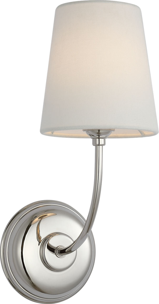 Vendome 16" Cordless Single Sconce | Polished Nickel | Linen Shade