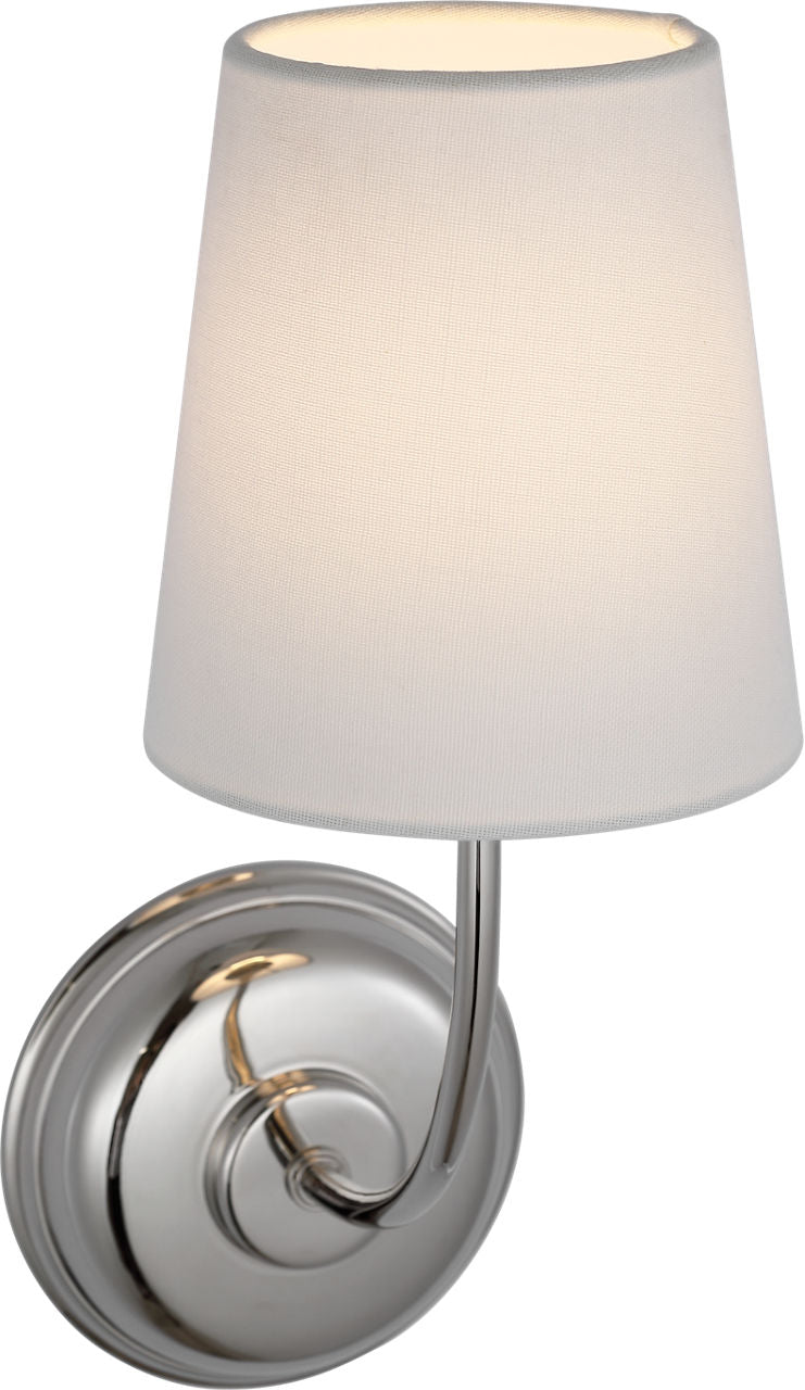 Vendome 16" Cordless Single Sconce | Polished Nickel | Linen Shade