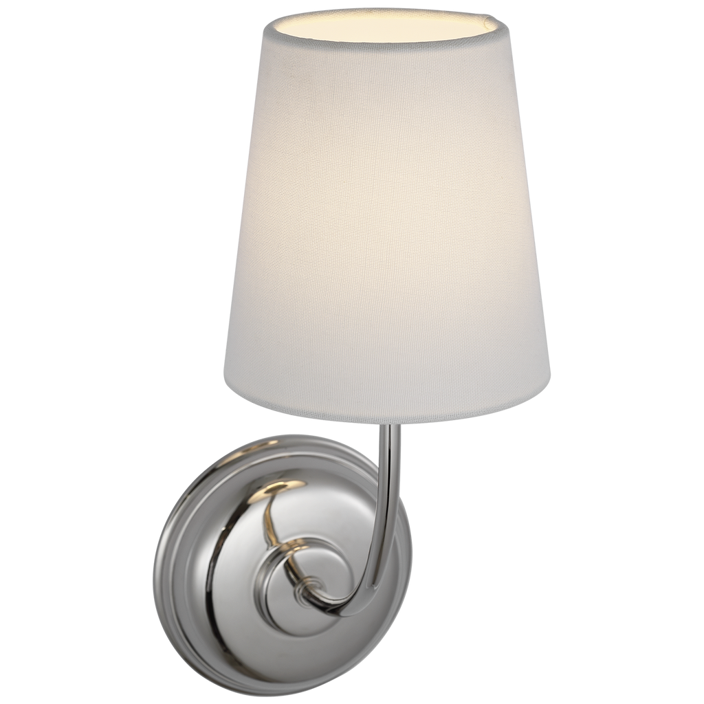 Vendome 16" Cordless Single Sconce | Polished Nickel | Linen Shade