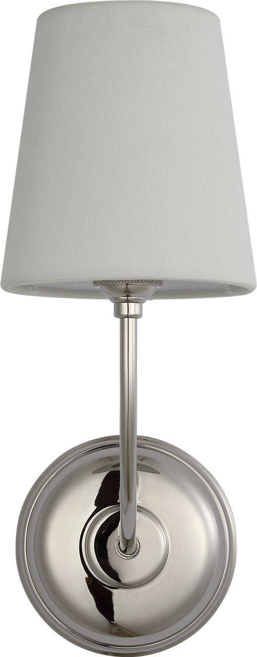 Vendome 16" Cordless Single Sconce | Polished Nickel | Linen Shade