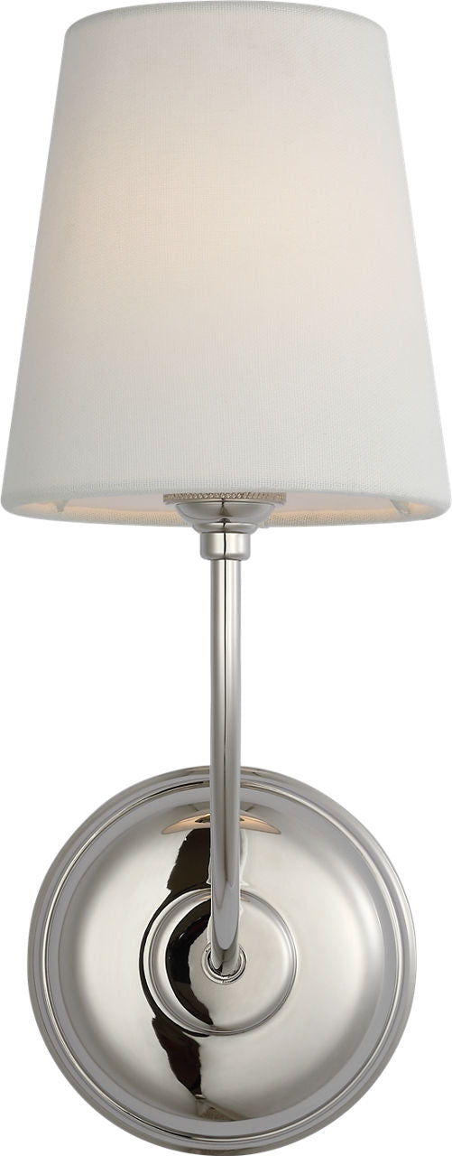 Vendome 16" Cordless Single Sconce | Polished Nickel | Linen Shade