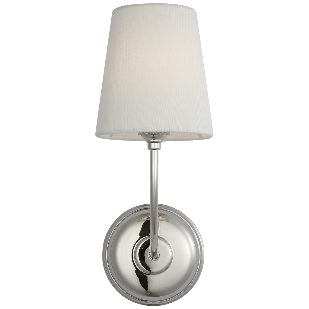 Vendome 16" Cordless Single Sconce | Polished Nickel | Linen Shade