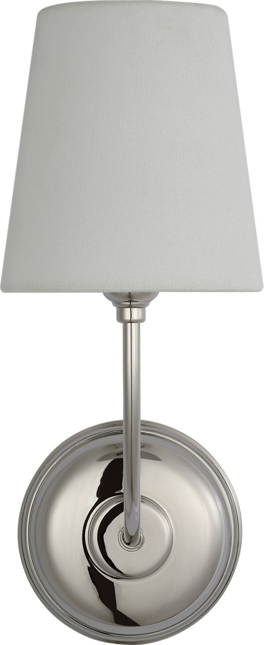 Vendome 16" Cordless Single Sconce | Polished Nickel | Linen Shade