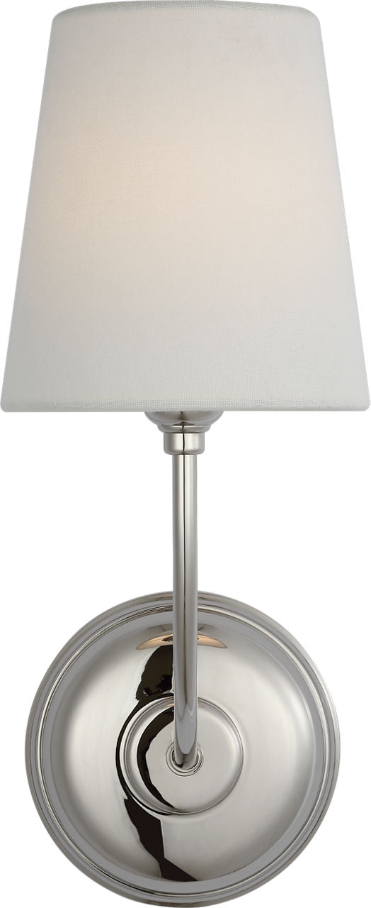 Vendome 16" Cordless Single Sconce | Polished Nickel | Linen Shade