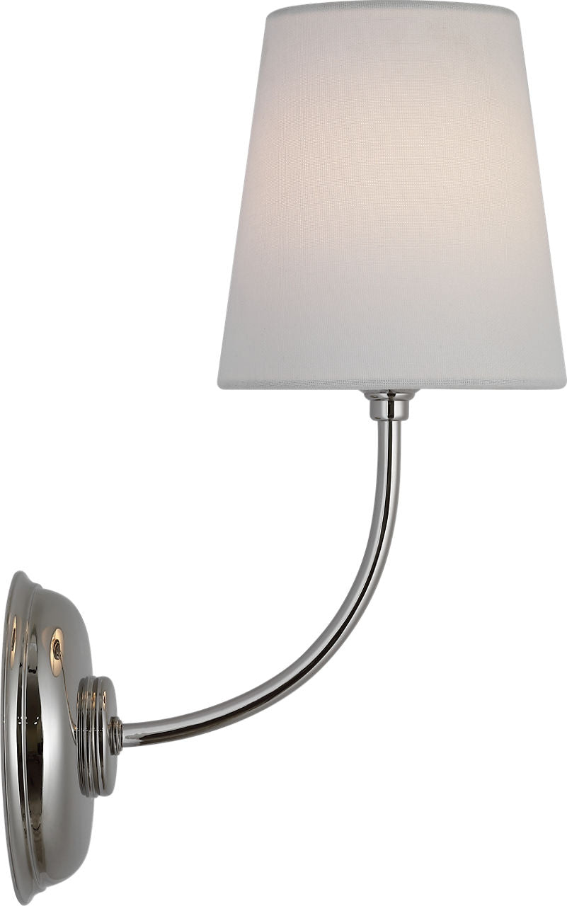 Vendome 16" Cordless Single Sconce | Polished Nickel | Linen Shade