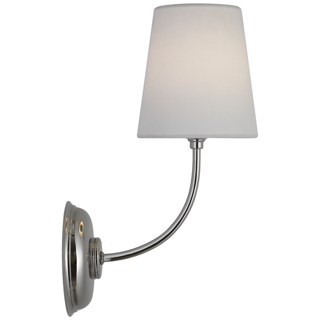 Vendome 16" Cordless Single Sconce | Polished Nickel | Linen Shade