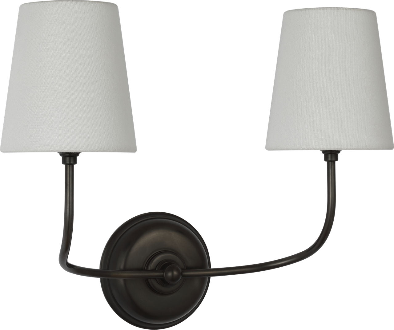 Vendome 16" Cordless Double Sconce | Bronze | Linen Shades