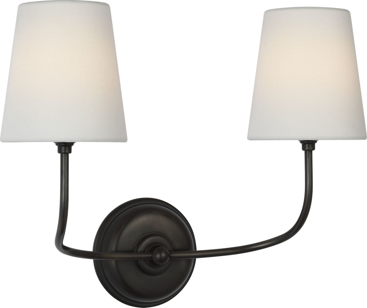 Vendome 16" Cordless Double Sconce | Bronze | Linen Shades