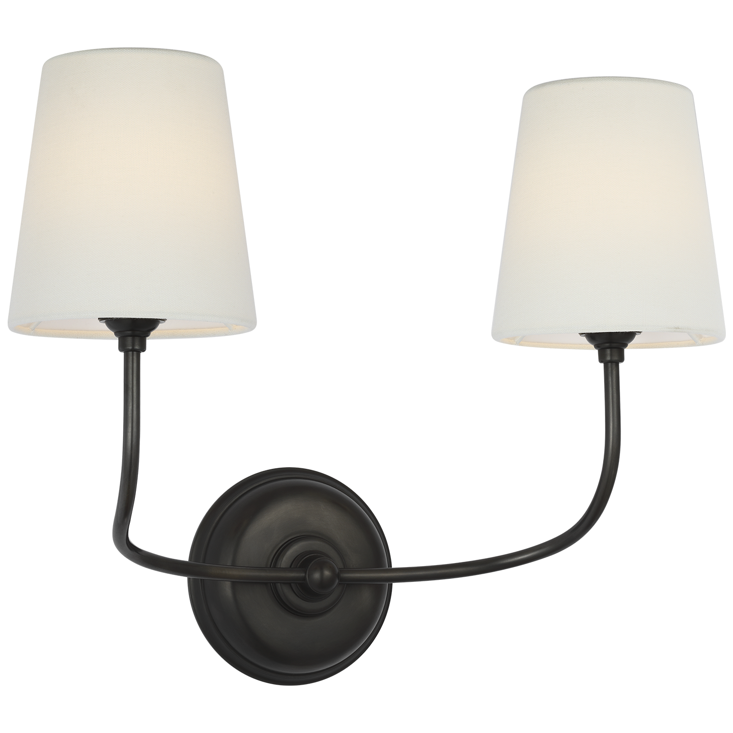 Vendome 16" Cordless Double Sconce | Bronze | Linen Shades