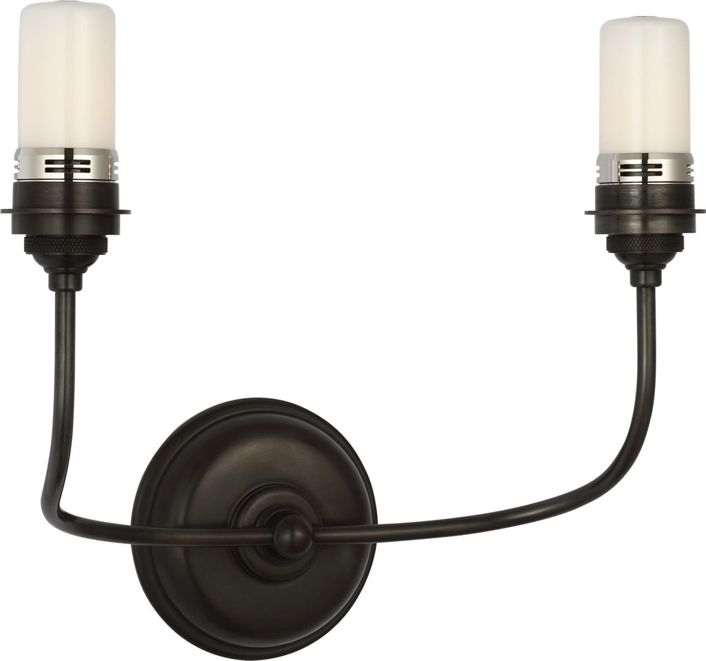 Vendome 16" Cordless Double Sconce | Bronze | Linen Shades