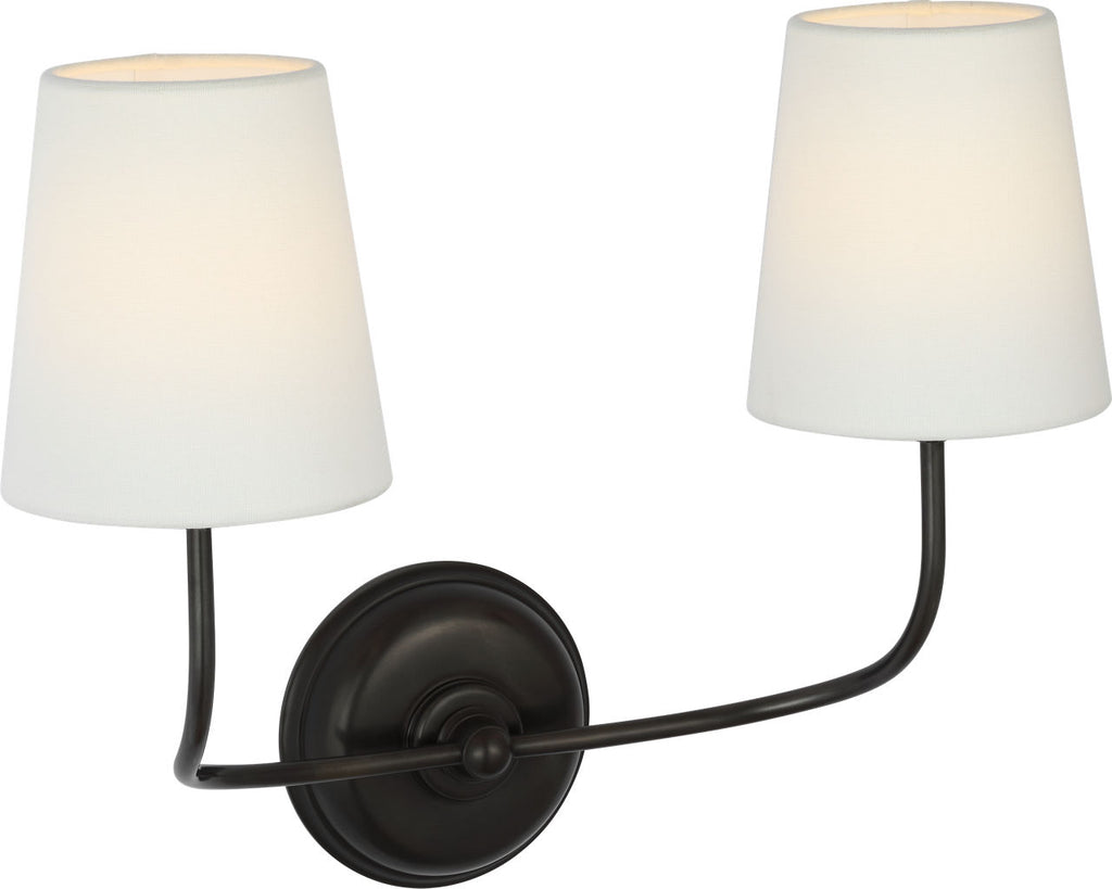 Vendome 16" Cordless Double Sconce | Bronze | Linen Shades